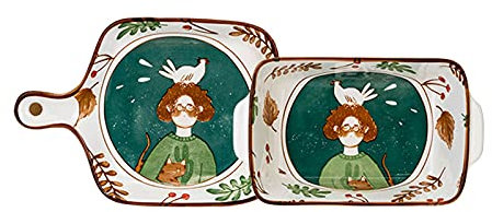 Lasagnera Set di teglie for la cottura in porcellana, ceramica da cottura rettangolare e pasta quadrata unica lasagna, padella di casseruola, piastra piccola cena con manico singolo Teglie da Forno (