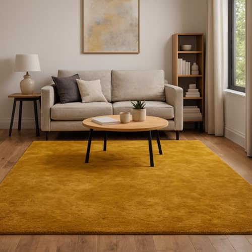 Luxus Fellteppich Pearl Curry – Weicher Kunstfell Hochflor Shaggy Teppich