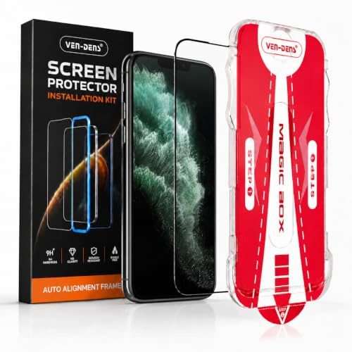 Screen Protector for iPhone 11 Pro Max/XS Max Full Coverage Tempered Glass | Film with Easy Installation Tool, Black Border, Case-Friendly HD Clear Screen Guard for iPhone 11 Pro Max/XS Max Models