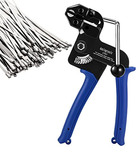 200-teiliges Metall-Kabelbinder-Wrap-Kit, Edelstahl-Kabelbinderpistole, einstellbares Spann- und Schneidwerkzeug mit 200-teiligen 304-Edelstahl-Kabelbindern
