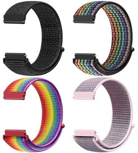 Runostrich Quick Release Nylon Watch Strap 18mm 19mm 20mm 22mm 24mm, Nylon Sport Loop Bands Replacement Strap Women Men, 4pcs
