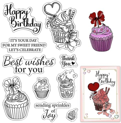 craspire Cupcake-Stempel, Essen, Kuchen, Transparent, Vintage-Silikon-Siegel, Stempel Für Geburtstag, Journaling, Kartenherstellung, DIY, Scrapbooking, Handgefertigt, Fotoalbum, Notizbuch, Dekor