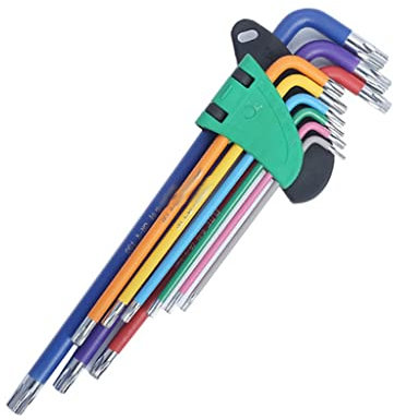 WolFum Juego de llaves hexagonales Torx de doble extremo estrella en forma de L llave Allen destornillador de cabeza de bola 9 piezas llave universal mano de reparación (Color: llave hexagonal larga)