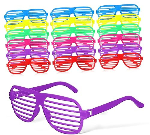 Amosfun 18stücke Teiliges Neon-party Shutter Brillen Aus Kunststoff Bunte Jahre Sonnenbrillen Für Karneval Festival Und Kostümparty Leichte Und Langlebige Vintage Dress-up Brillen