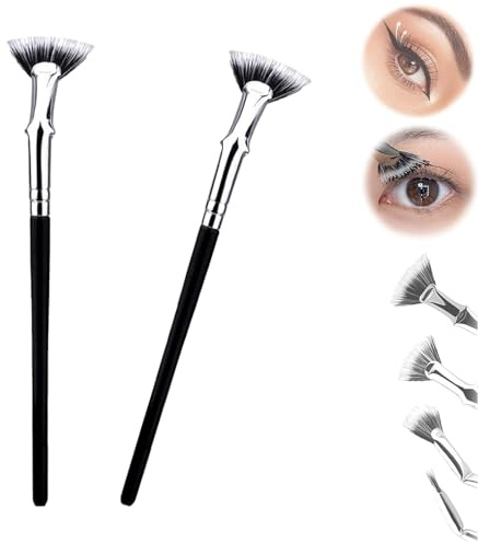 INGKE Folding Angle Scalloped Lash Brush, Dolly Mascara Fan Brush, Angled Fan Shaped Eyelash Brush, Mascara Fan Brush Eyelash Eyebrow Brush (2PCS)