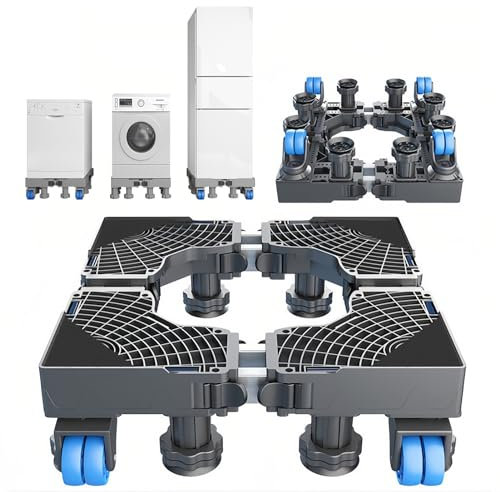 Zuquik Carrello Lavatrice con Ruote EXTRA ROBUSTO, Supporto Lavatrice per Carichi Pesanti, Base Rinforzata con 8 Piedi, Carico 450 kg