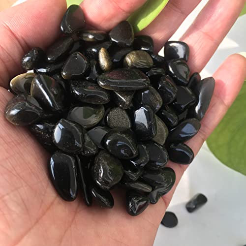 MOOWI -Heimdekoration, natürlicher schwarzer Obsidium-Kristallstein-Stein-Kies-Kristall-Aquarium-Blumen-Garten-Heilungs-Dekorations-Geschenke, natürlicher Kristall ZoCzkgzd (Size : 1000g)