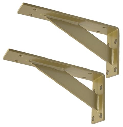 TZUFA Hochleistungs Regalhalterungen Goldenes, Rustikales Eisen 2er-Pack - DIY Dekorative Metall Regalkonsole Für Bücherregal/Werkbank/Wandregal(45 * 20cm)