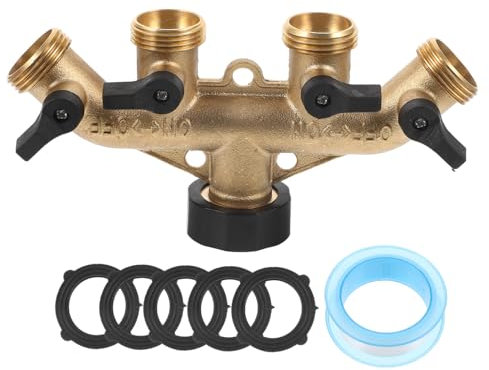 DOITOOL 1 Satz Vierwege-Kugelhahn Adapter Schnellkupplungs-Schlauchanschlüsse Wasserleitungsanschluss Schlauchverteiler shunt Zubehör Spender Wasserhahn Verbinder Messing