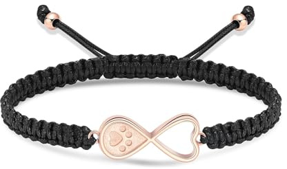 Bracciale con urna a forma di cuore dell'infinito per cenere, animali domestici, cane, gatto, impronte di zampa, gioielli per cremazione, corda intrecciata, bracciale regolabile, regalo per uomo e