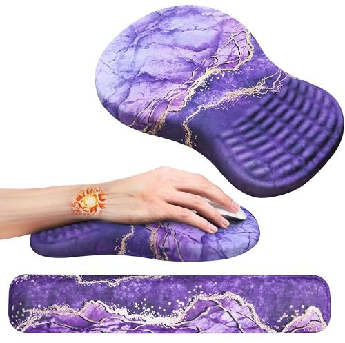 Mekass Ergonomisches Mauspad und Tastatur-Handgelenkauflage-Set, superweicher Memory-Schaum, Schreibtisch-Handgelenkstütze, niedlich für Computertastatur, rutschfeste Armlehnen Kissen zum Tippen,