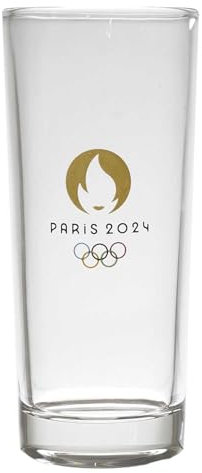 PARIS 2024, CJO4400, Lot de 3 Verres Tubo 20 cl, Produit Officiel sous Licence, Design moderne, Idéal pour cocktail, Parfait la Maison, Les Restaurants, Les Fêtes, Lavable au Lave-vaisselle