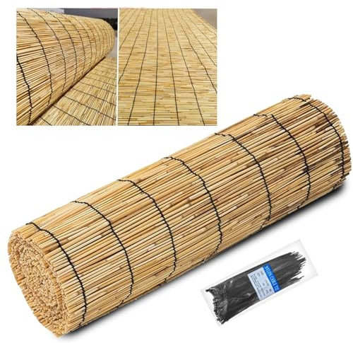 Rorquscade Schilfmatten 80x600cm 100x800cm 120x1000cm Rohrzaun Geflochtener Atmungsaktiver Sonnenschutz Bambus Sichtschutz Für Hinterhof Garten Zaun Trennwand(Size:60x600cm)