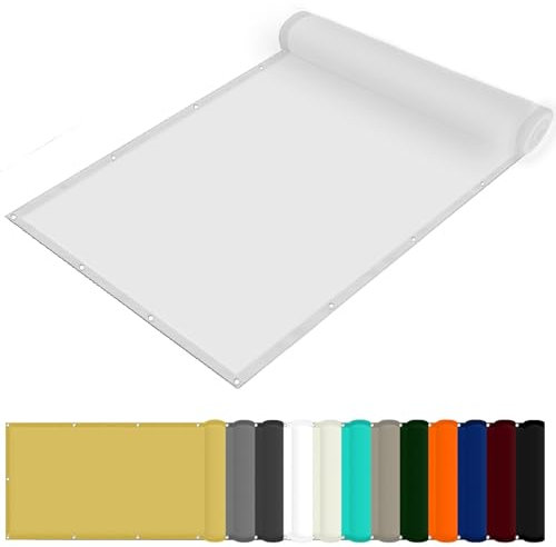 Voile D'Ombrage Carré Imperméable 160 x 460 cm Tissu Polyester UV Protection avec Oeillets Toiles D'Ombrages pour Patio Paravent Et Bâche, Blanc