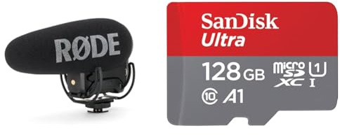 RØDE VideoMic Pro+ Premium Shotgun-Mikrofon & SanDisk Ultra Android microSDXC UHS-I Speicherkarte 128 GB + Adapter