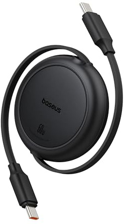 Baseus Free2Pull Mini Cavo retrattile, USB-C – USB-C, 60 W PD, 1 m, nero