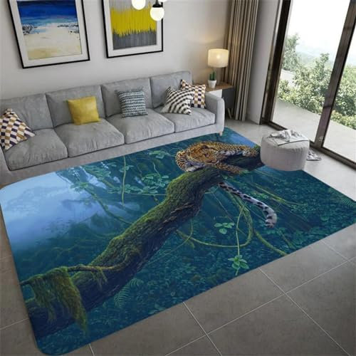 Bettvorleger 3D-Illusionsteppich Kleiner Teppich Wildtier-Tiger Teppich,Schlafzimmerteppich,Jungenteppiche Für Schlafzimmer,Wohnzimmerteppich 80 X 160 cm - Leicht Zu Reinigen-1074396701