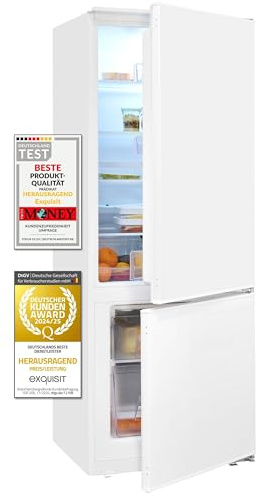 Exquisit Frigorifero da incasso EKGC225-40-E-080E, bianco, capacità netta: 212 l, congelatore a 4 stelle, altezza 145 cm, montaggio porta a traino, dispositivo da incasso