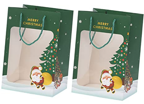 TOVINANNA 2stücke Weihnachtstüte Aus Papier Papiertüte Für Süßigkeiten Süßigkeitenbehälter Für Weihnachten Geschenkverpackungsbeutel Bonbonhalter Geschenkverpackungsbehälter Kleine Geschenkt