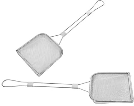 COLLBATH Schiumarola Quadrata A Maglie in Acciaio Inox Colino Per Olio E Cibo Mestolo Con Manico Friggere E Filtrare in Cucina