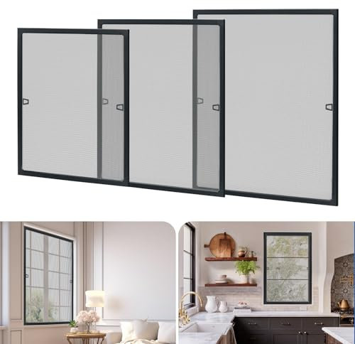 Moustiquaire à Cadre en Aluminium, Fenêtre Protection contre les Insectes, Fenêtres Filet Anti-Moustique sans Perçage-Découpable, UV-resistante, Bricolage Quincaillerie Fenêtres, Anthracite, 100×120cm
