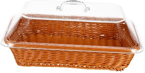 GALPADA Cestino Per Pane in Rattan Sintetico Con Trasparente Per Servire e Conservare Alimenti Decorazione Per Cucina