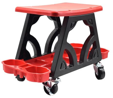 NADCFN Rollhocker Werkstatt hocker Auto-Detailing-Hocker, Rollhocker, Rollsitz für Mechaniker, mobiler Hocker, Rollsitz, Rollbrett für Mechaniker(Red)