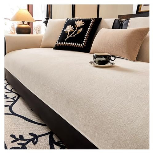 Couch Überzug Weiche Chenille für Ecksofa: Weiche Sofa Überzug für 1 2 3 4 Sitzer Sofabezug Anti Rutsch Sofa Schutzhülle für L Form U Form Sektionssofa Hund Katze Sofaschoner(Beige 2,110*160cm)