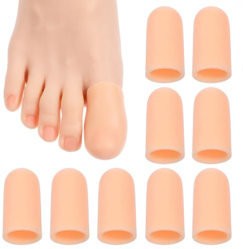 MBAIYO 10 Pack Soft Gel Toe Protectors, Elastic Toe Covers Toenail Caps Sleeves for Foot Pain Relief Ingrown Toenails Corns Calluses Blisters Men Women