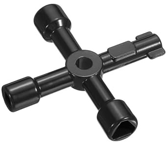 KSeSii 1/2/4pcs 4 in 1 Universal Cross Key Multi-Function Triangle Wrench Key for Gas Electric Elevator Cabinet Plumbing Valve Bleed Radiators(Black,4pcs)