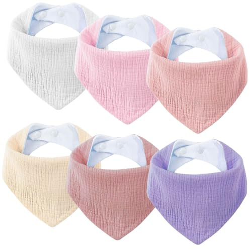 SLOSH 6 Lätzchen Baby Für Neugeborene Babylätzchen Dreieckstuch Halstuch Spucktuch Baumwolle für Babys Kleinkinder Mädchen Jungen Unisex Set Druckknopf (6, Lila)