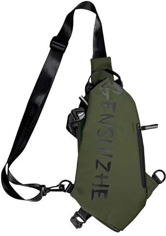 Stilvolle Sling Brusttasche Schultertasche für Reisen, Wandern und Radfahren - Wasserdichter Crossbody Sling Rucksack für Damen und Herren, Grün , Small