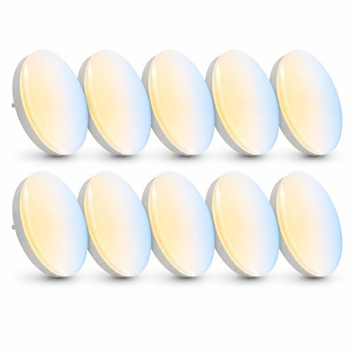Maxkomfort 10er Set LED Leuchtmittel GX53 10W & 1200lm – Lichtfarbe umschaltbar: Warmweiß, Neutralweiß, Kaltweiß (3000K/4000K/6500K) – Spot Ø74mm – 230V, nicht dimmbar