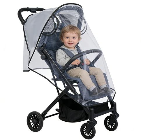 Universal Stroller Rain Cover, Clear Breathable Weather Shield, 4 Seasons (Stander Rain Cover)
