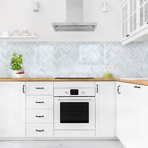 micasia Crédence de cuisine adhésive imperméable avec motif sans joint revêtement mural avec motif film rigide mat bleu fond de hotte imitation carrelage 2069 (350x70cm)