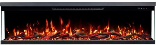 Tresidig elektrisk kamin Emotion Flame Unity 107 – premium eld, vägg, inbyggd – 107 x 19 x 36 cm – LED-kamin med värme 900/1 800 W