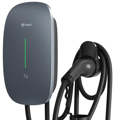 GONEO Wallbox 11kW Cargador Coche Electrico con App, Cable Tipo 2 de 7M, (16A,400V) RFID, IK10, IP65, con RCD Tipo A 30 mA CA + 6 mA DC