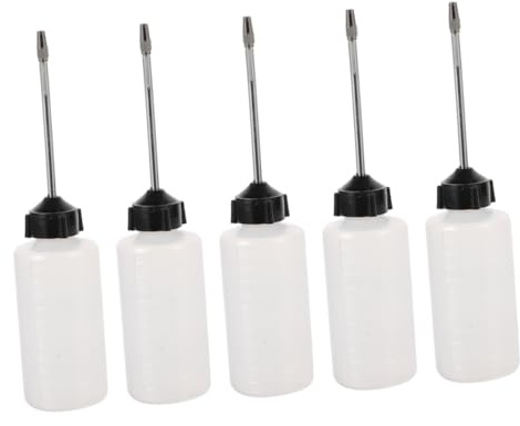 CONGARTENO Oil Dispenser Bottles with Iron Nozzle, Refillable Plastic Oil Bottles for Sewing Machine Lubrication, Pointed Tip Liquid Glue Container, 5pcs for Precise Application