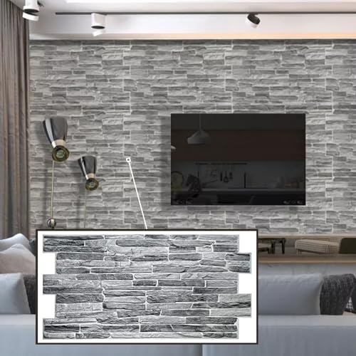 Untitled 3D PVC Wall Panels, Slate Stone Look, Dark Grey, 20 Panels 10 m², for Living Room, Kitchen & Bathroom, Easy DIY Assembly