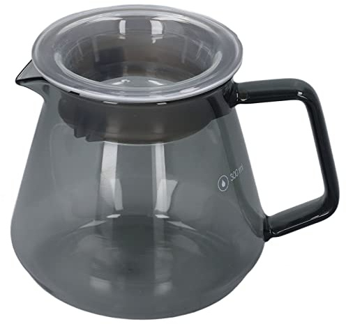 Kannlbaox Caffettiera Grigia Elettrolitica, Caffettiera Manuale in Vetro Borosilicato, Server da Caffè Antideflagrante con Filtro Gel, per Uso Domestico in e Ufficio (300 ml)