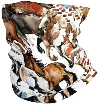 Galoppierende Pferde – Wildwest-Aquarell Herren Damen Bandana Winddicht Halstuch Warm Loop Schal Für Winter Laufen Outdoor Radfahren