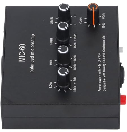 KIMISS Amplificatore Microfonico Dinamico per Home Studio e Performance Dal Vivo - Controllo del Suono Versatile con Uscite Bilanciate e 48V