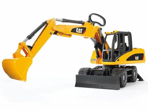 bruder 02445 - escavatore mobile Cat, cantiere, veicolo da costruzione, retroescavatore, giocattolo