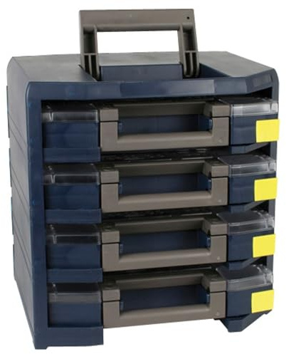 Raaco HandyBoxxser 5x5 - Kistenberg mit 4 Sortierkasten für Kleinteile | Robuste Sortimentskasten für Werkstatt, Kistenberg mit 4 Sortierkasten für Kleinteile, Traglast 20 kg, System - Lagerung