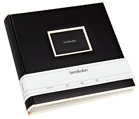 Semikolon 351099 Jumbo Album - 30x30 cm, 100 Seiten cremefarben, für 10x15 Fotos, mit Pergaminpapier - black schwarz