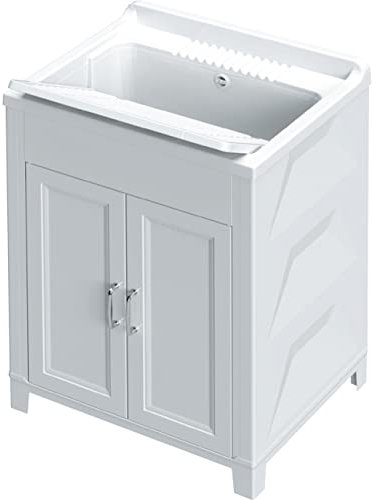 Kit lavatoio in resina antiacido, 60 x 50 cm, colore: Bianco