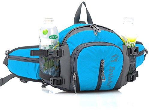SINOKAL multifunktionale Militärstil Canvas-Pack Gürteltasche Wasser Widerstand Fanny Packungen mit Flaschenhalter für laufen, Wandern, Radfahren, Klettern, Camping Reisen (Blau)