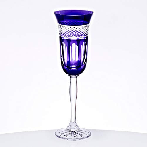 Champagnerkelch Sektglas 150ml violett Retro Kelch Kristallglas geschliffen bunt