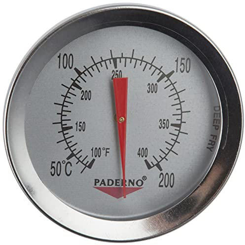 Paderno 19706-00 Termometro Cucina Multiuso in Acciaio Inox 18/10, per Fritti, Carni, Acqua, Alimenti, Liquidi-Lunghezza 31 cm, Inossidabile, Grigio, 5 cm