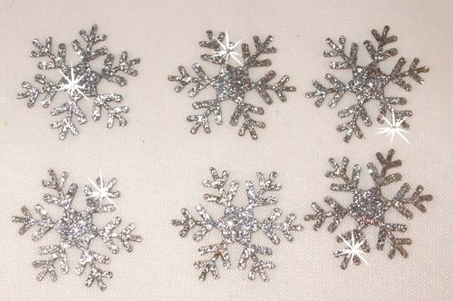 Silver 15 Glitter 1 Inch Snowflake Iron-On
